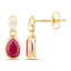 Boucles d'oreilles en or jaune 10K avec rubis véritable de 1,65 carat et diamants blancs