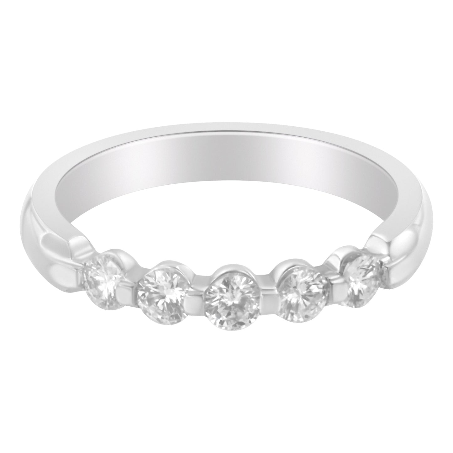 Anillo de banda de 5 piedras de diamante de oro blanco de 14K - Talla 7