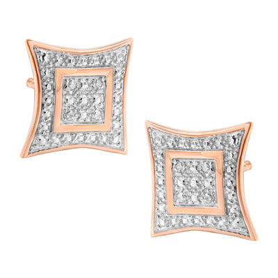 Pendientes de Stud en Estilo Halo con Diamantes Acentuados de Plata Esterlina .925