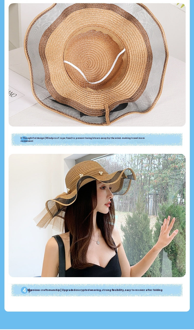 Elegant Big Brim Bow Ribbon Beach Hat for Summer