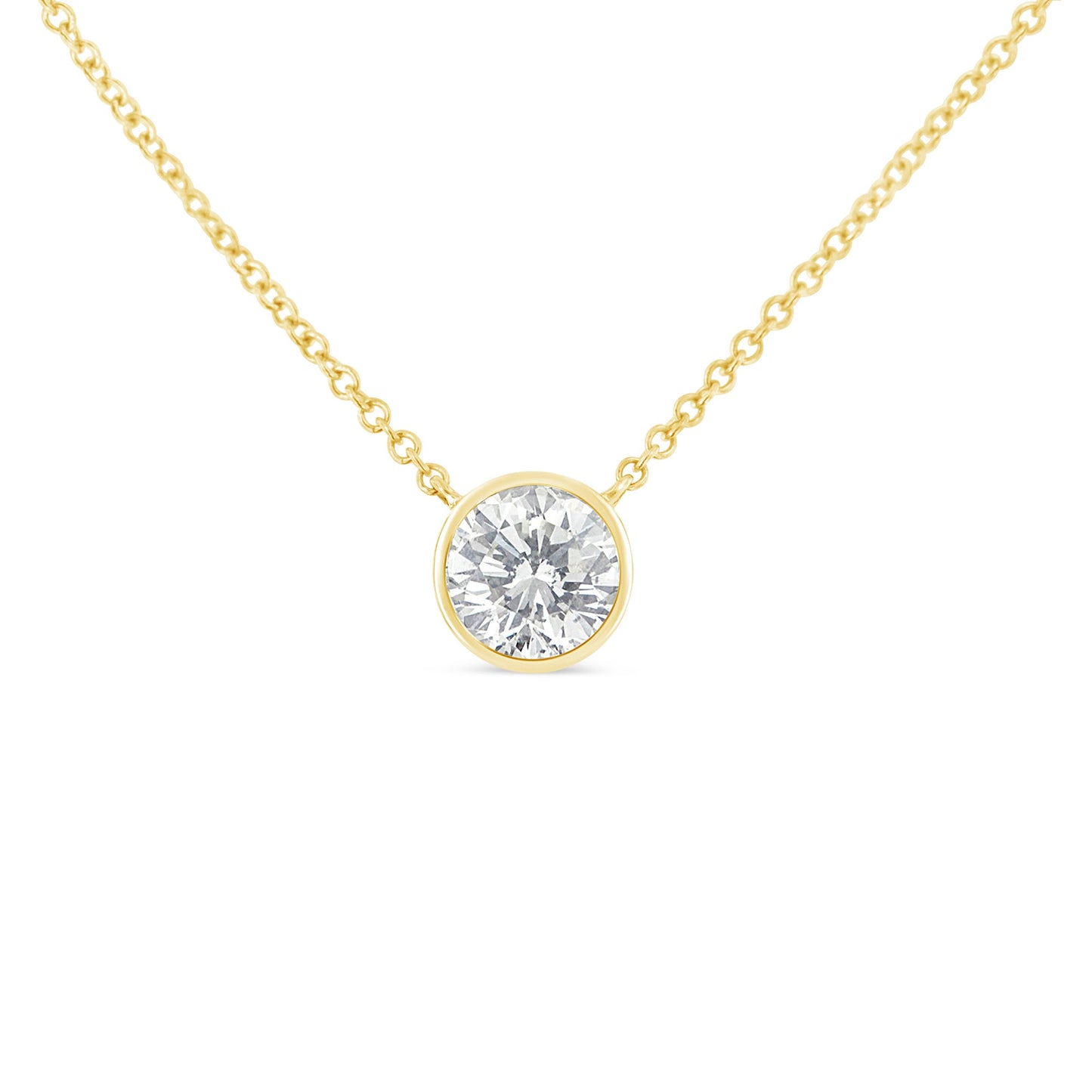 Collier Pendentif Solitaire en Diamant Monté en Bézel en Or Blanc 10K