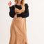Chic Faux Suede Slit Midi Dress – Elegant Cami Dress for Every Occasion - Korvel