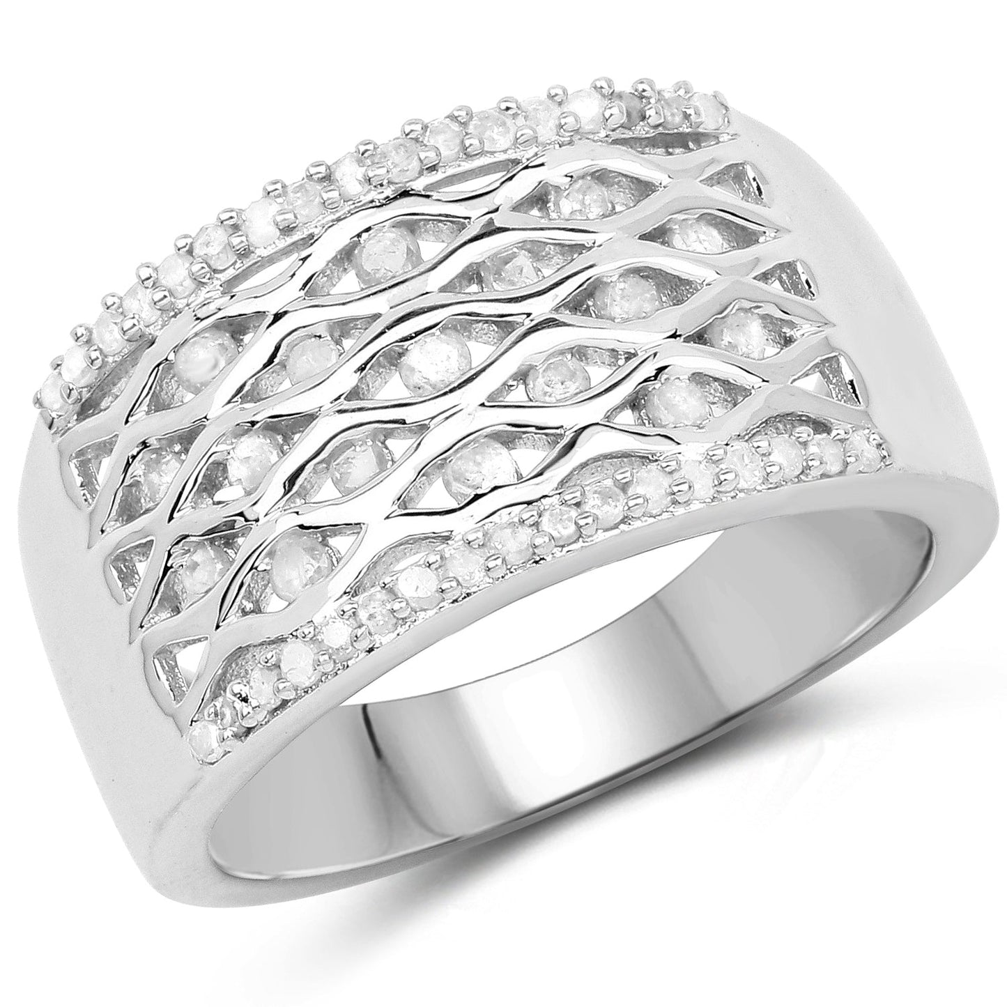 0.41 Carat Genuine White Diamond Sterling Silver Engagement Ring