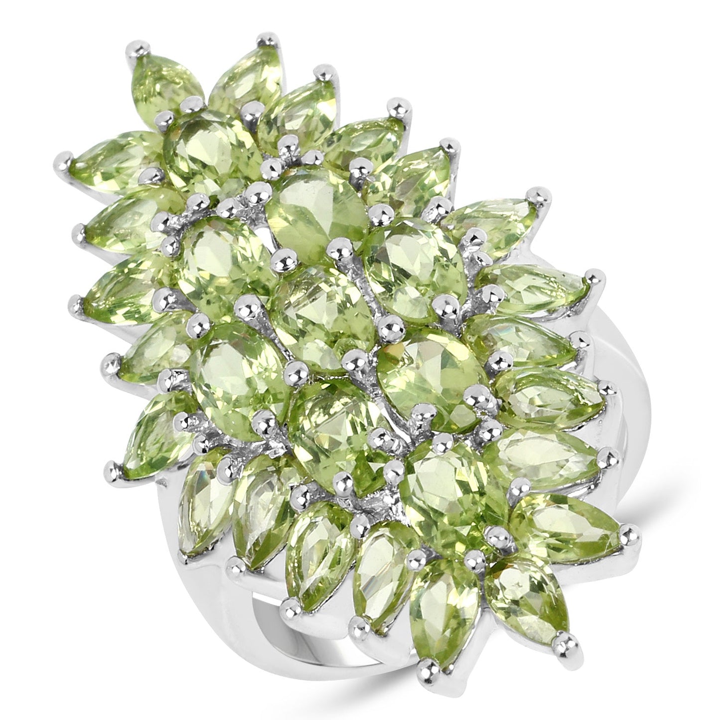 Anillo de Compromiso de Peridoto Genuino de 8.89 Quilates en Plata Esterlina .925