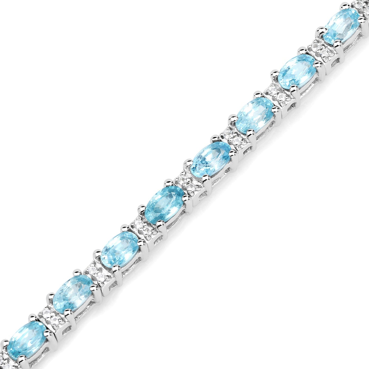 8.84 Carat Genuine Blue Zircon & Topaz Sterling Silver Bracelet