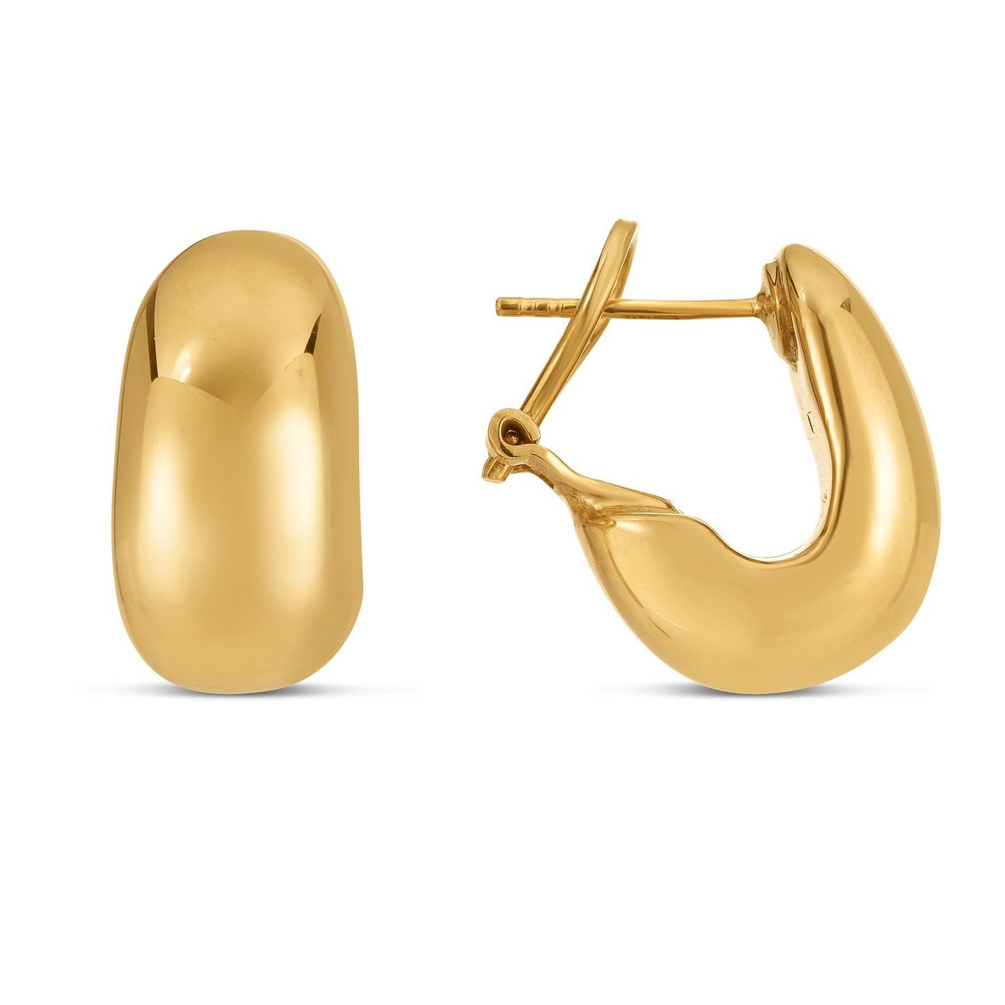 14k Yellow Gold Fancy Omega Hoop Earrings