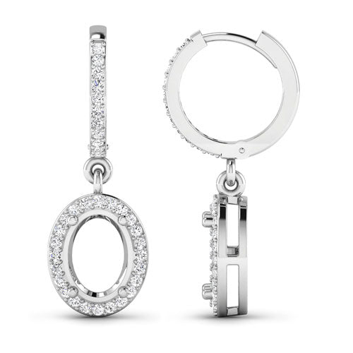 Pendientes Halo de Oro Blanco de 14K con Diamantes Genuinos de 0.32 Quilates