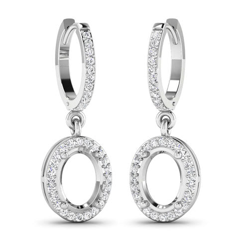 Pendientes Halo de Oro Blanco de 14K con Diamantes Genuinos de 0.32 Quilates