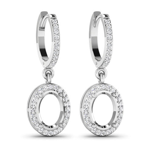Pendientes Halo de Oro Blanco de 14K con Diamantes Genuinos de 0.32 Quilates