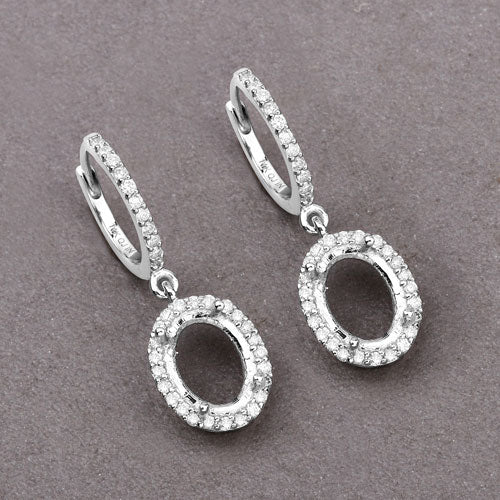 Pendientes Halo de Oro Blanco de 14K con Diamantes Genuinos de 0.32 Quilates