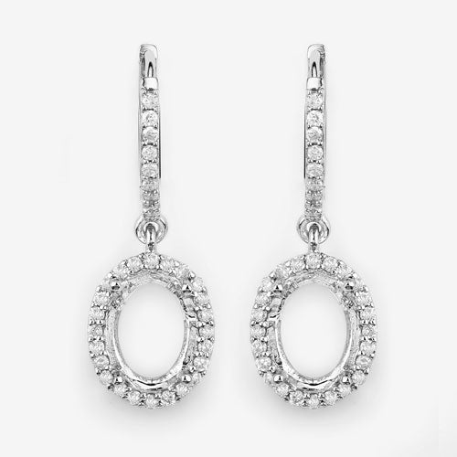 Pendientes Halo de Oro Blanco de 14K con Diamantes Genuinos de 0.32 Quilates
