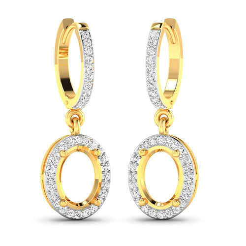 Boucles d'oreilles Halo en or jaune 14K avec 0,32 carat de diamants véritables