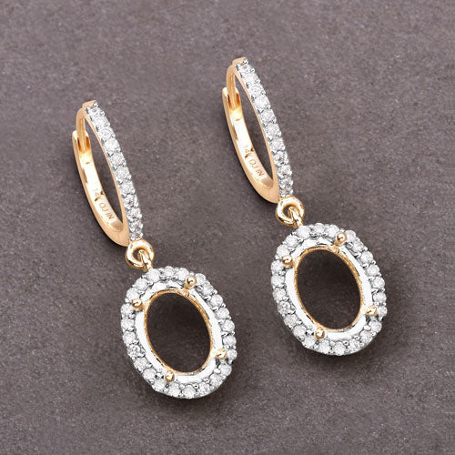 Boucles d'oreilles Halo en or jaune 14K avec 0,32 carat de diamants véritables