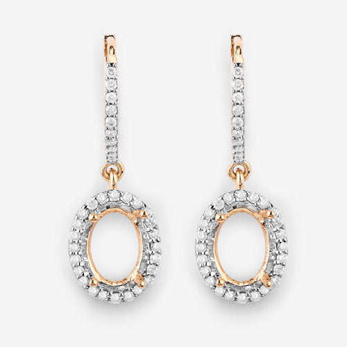 Boucles d'oreilles Halo en or jaune 14K avec 0,32 carat de diamants véritables