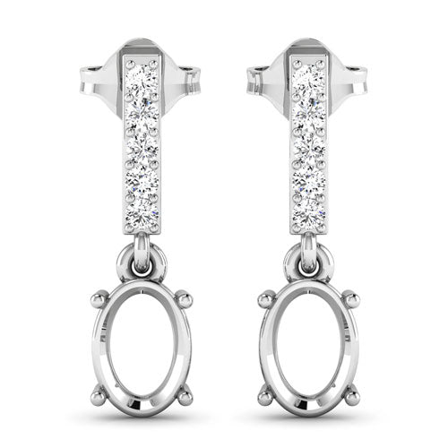 0.14 Carat Genuine White Diamond 14K White Gold Semi Mount Earrings