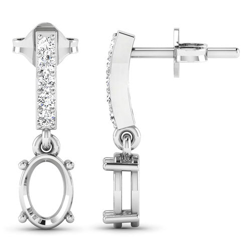 0.14 Carat Genuine White Diamond 14K White Gold Semi Mount Earrings