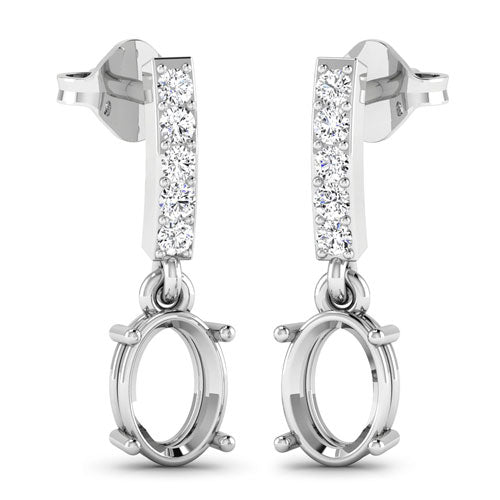 0.14 Carat Genuine White Diamond 14K White Gold Semi Mount Earrings