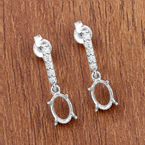 0.14 Carat Genuine White Diamond 14K White Gold Semi Mount Earrings