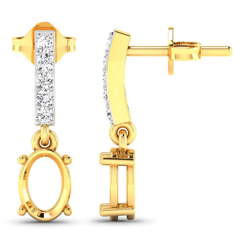 Pendientes Semi Montura de Diamante Blanco Genuino de 0.14 Quilates en Oro Amarillo de 14K