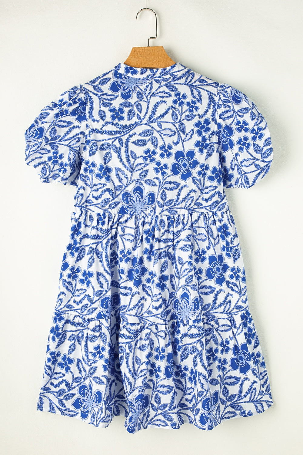 Royal Blue Printed Puff Sleeve Dress - Stylish & Feminine