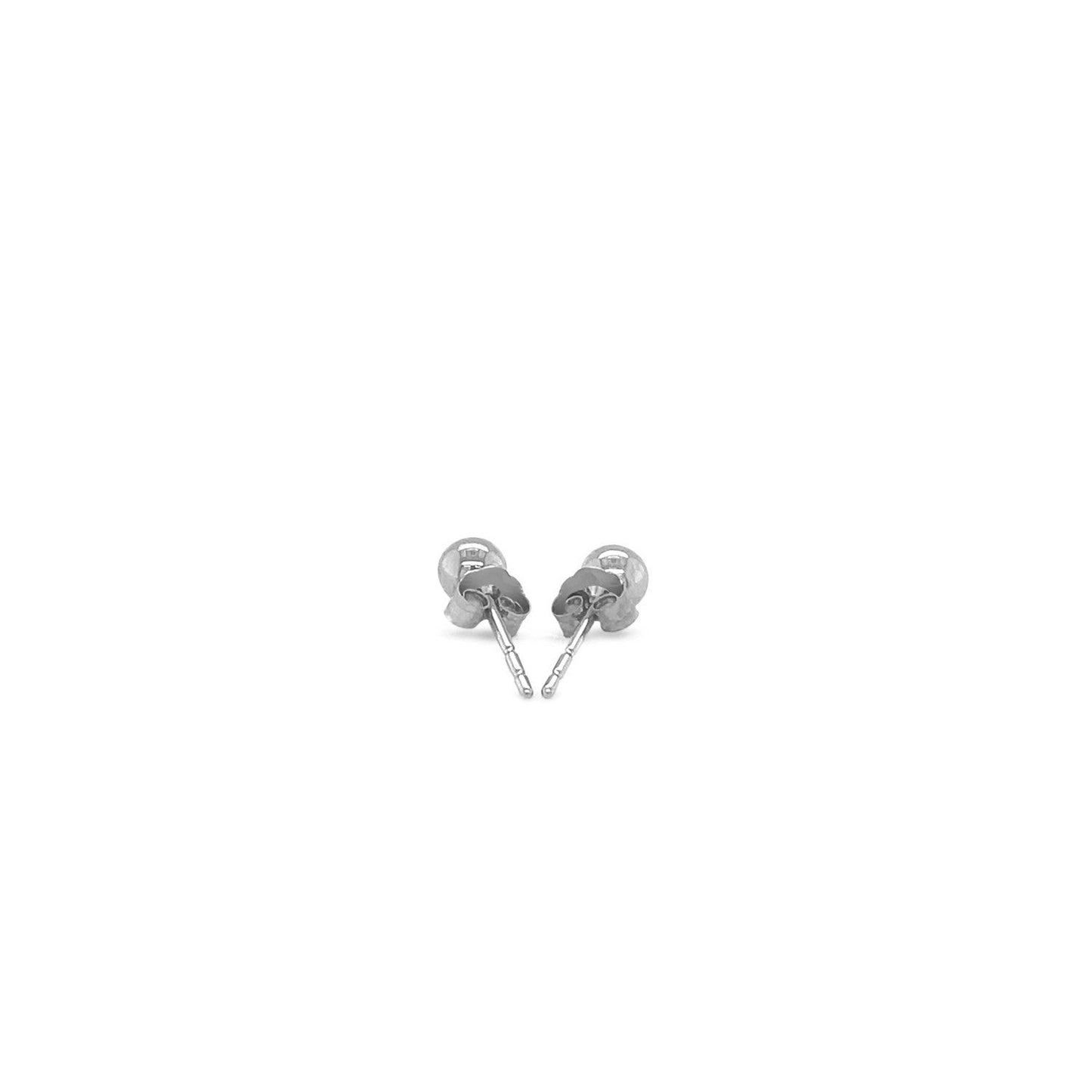 14k White Gold Round Stud Earrings - Classic Elegance