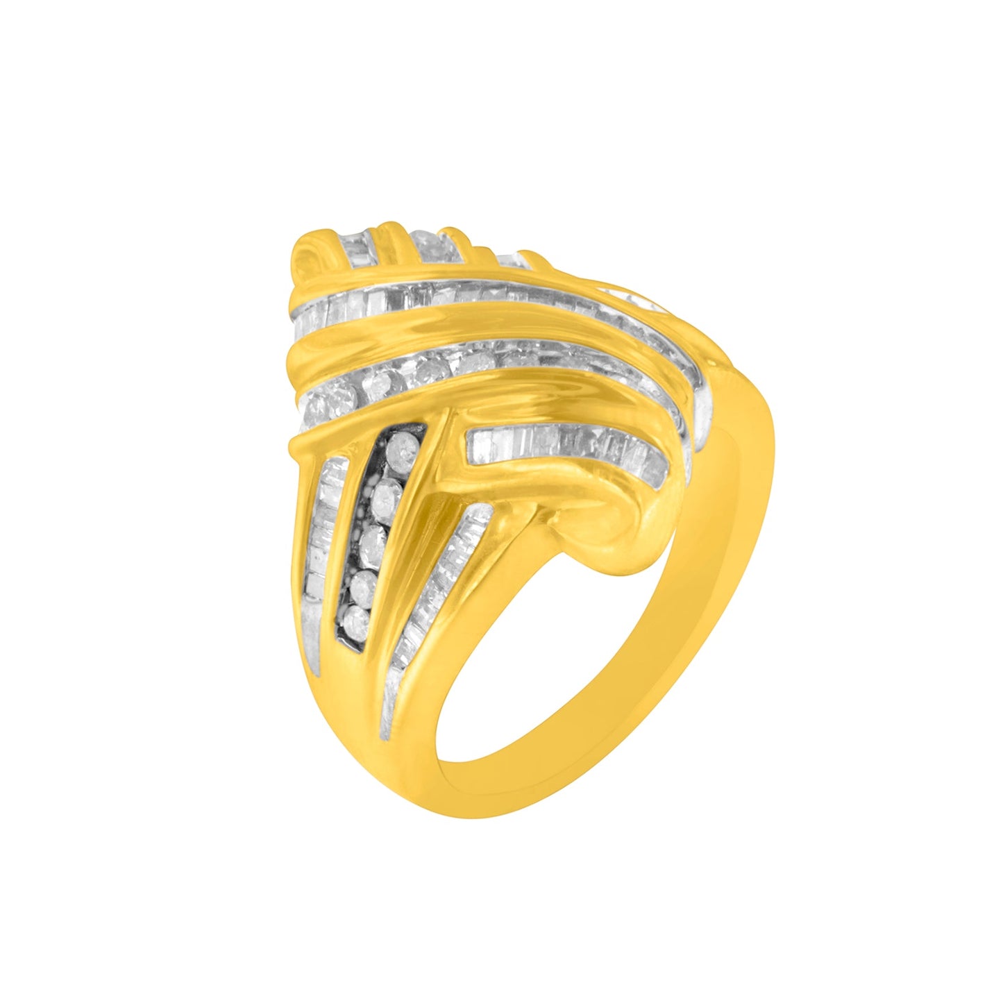 Anillo Bypass de Diamante de Oro Amarillo de 10K con 1.0 cttw