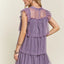 Layered Ruffled Cap Sleeve Mesh Dress for Women