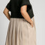 Elegant Black Plus Size Round Neck Dress with Pockets