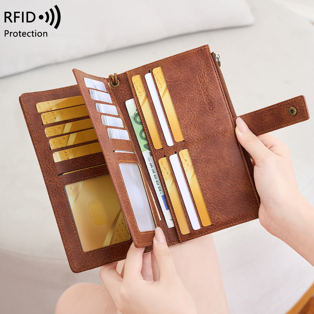 Portefeuille Trifold Multi-Cartes Anti-Magnétique pour Femmes