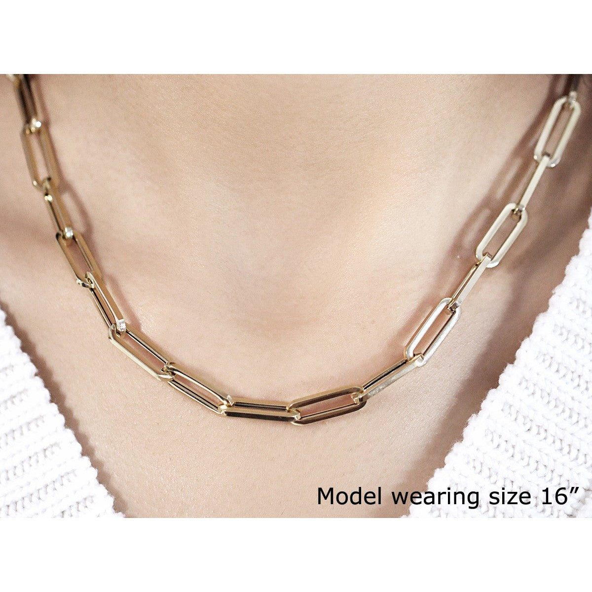 Collier en chaîne large en papier clip en or jaune 14K