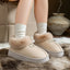 Chaussons en coton à enroulement pour femmes - Bottes de neige épaisses et à la mode