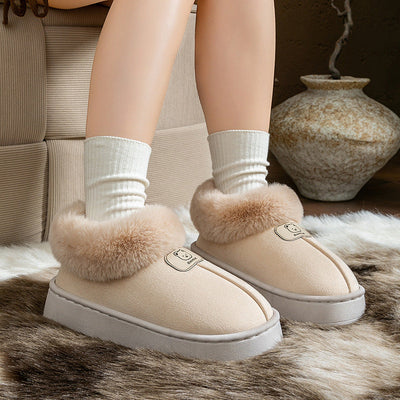 Chaussons en coton à enroulement pour femmes - Bottes de neige épaisses et à la mode