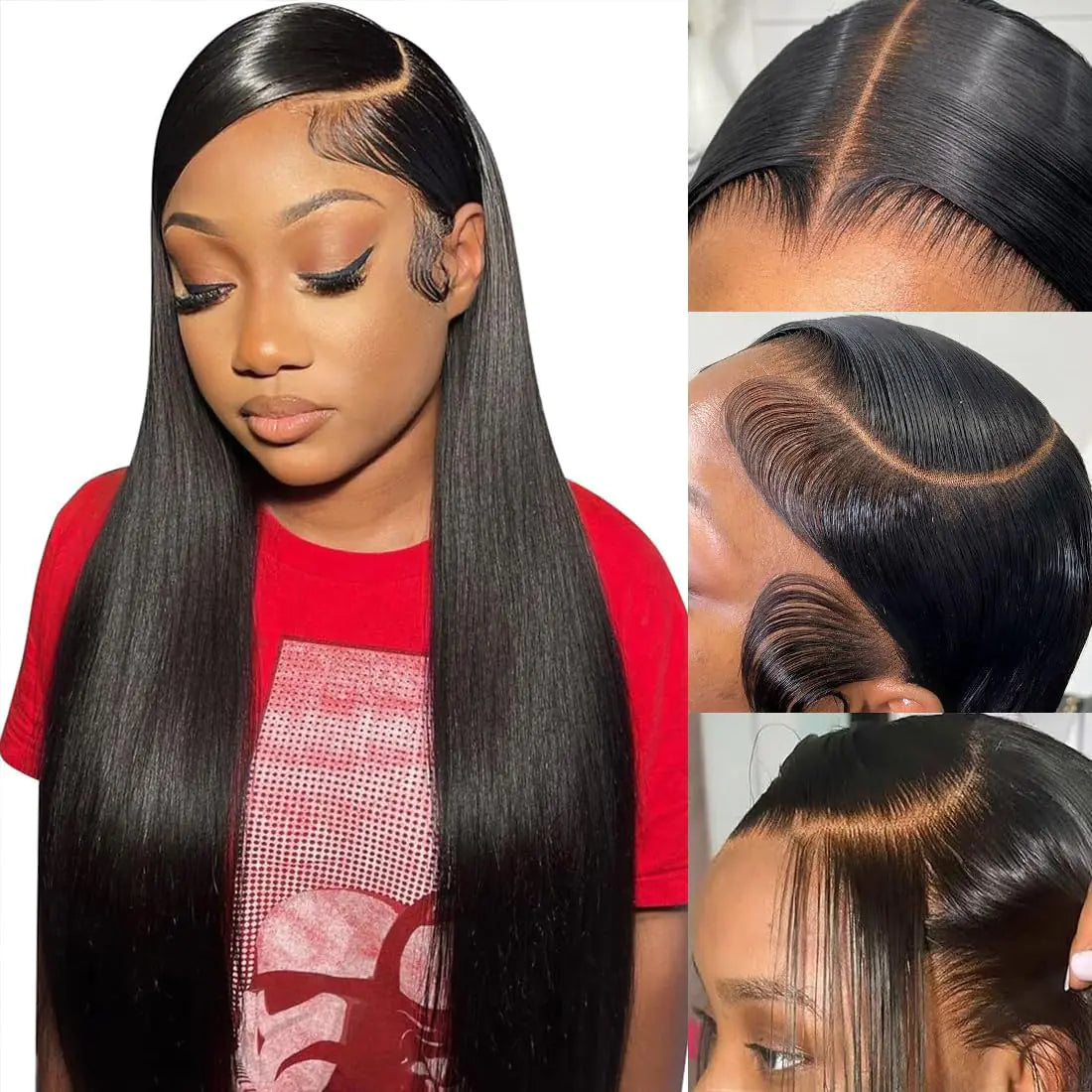 MSGEM 220 Density Straight Lace Front Wig - Virgin Human Hair, 22 Inch