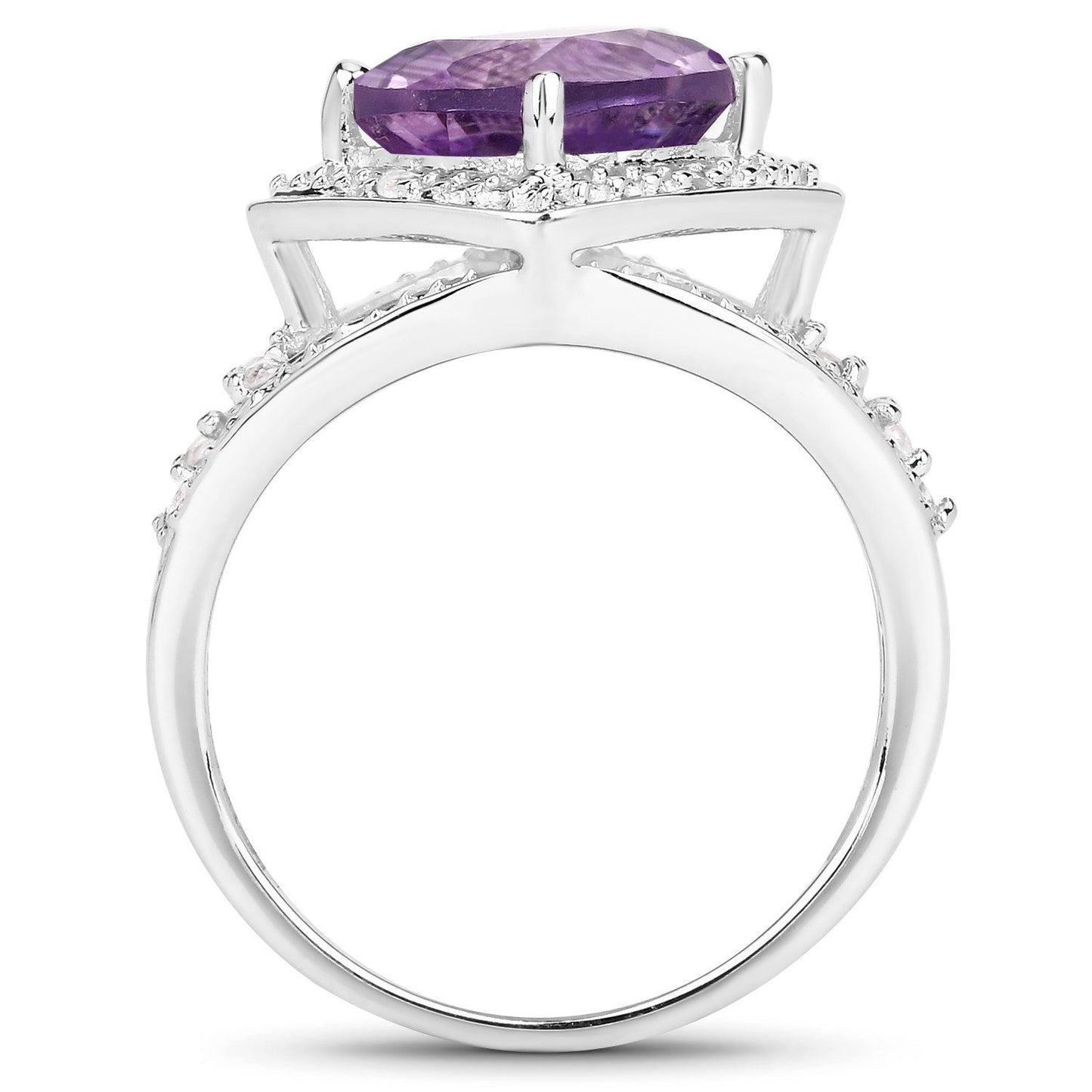 2.82 Carat Amethyst and White Topaz Sterling Silver Ring