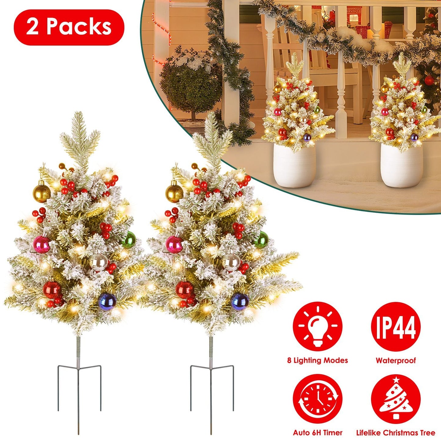 Relleno de Urna de Árbol de Navidad Iluminado con Berries y Luces LED