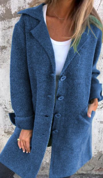 Lapel Single Breasted Cardigan with Pockets