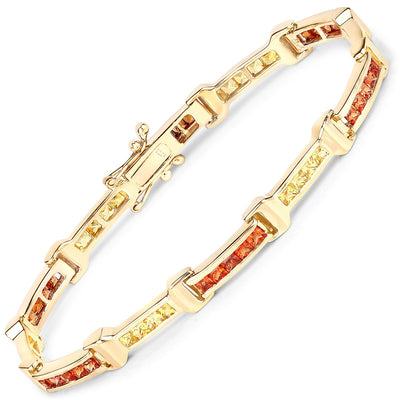 Pulsera de Zafiro Naranja y Amarillo de 6.48 Quilates