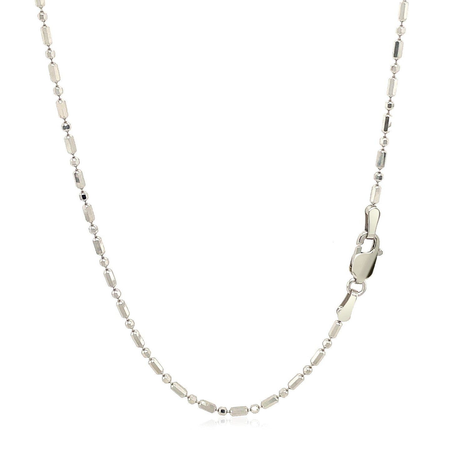 Cadena de cuentas alternas cortada con diamante de oro blanco de 14k 1.5mm