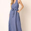 Robe maxi chic à dos croisé et ceinture pour femmes