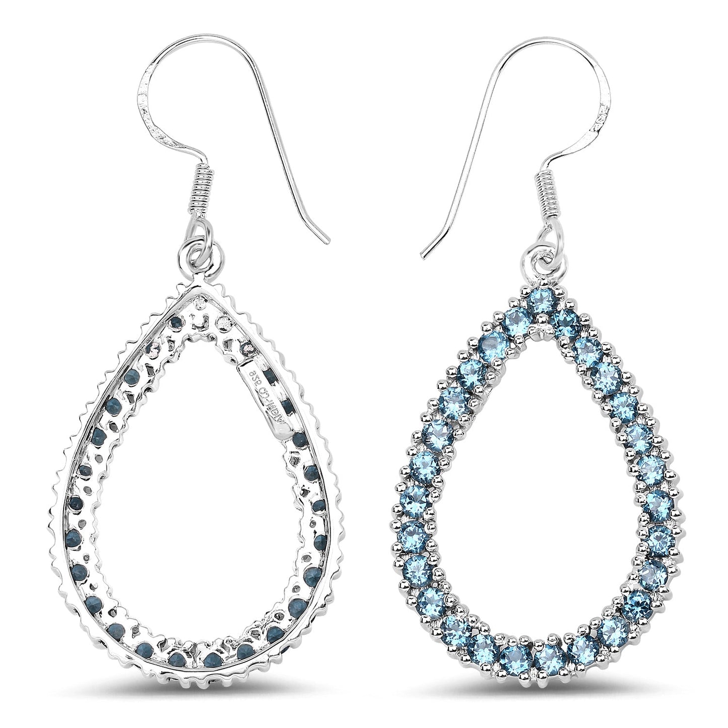 Boucles d'oreilles en argent sterling avec topaze bleue de Londres de 4,32 carats