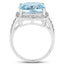 Anillo de Compromiso de Topacio Azul de 7.18 Quilates y Topacio Blanco en Plata Esterlina