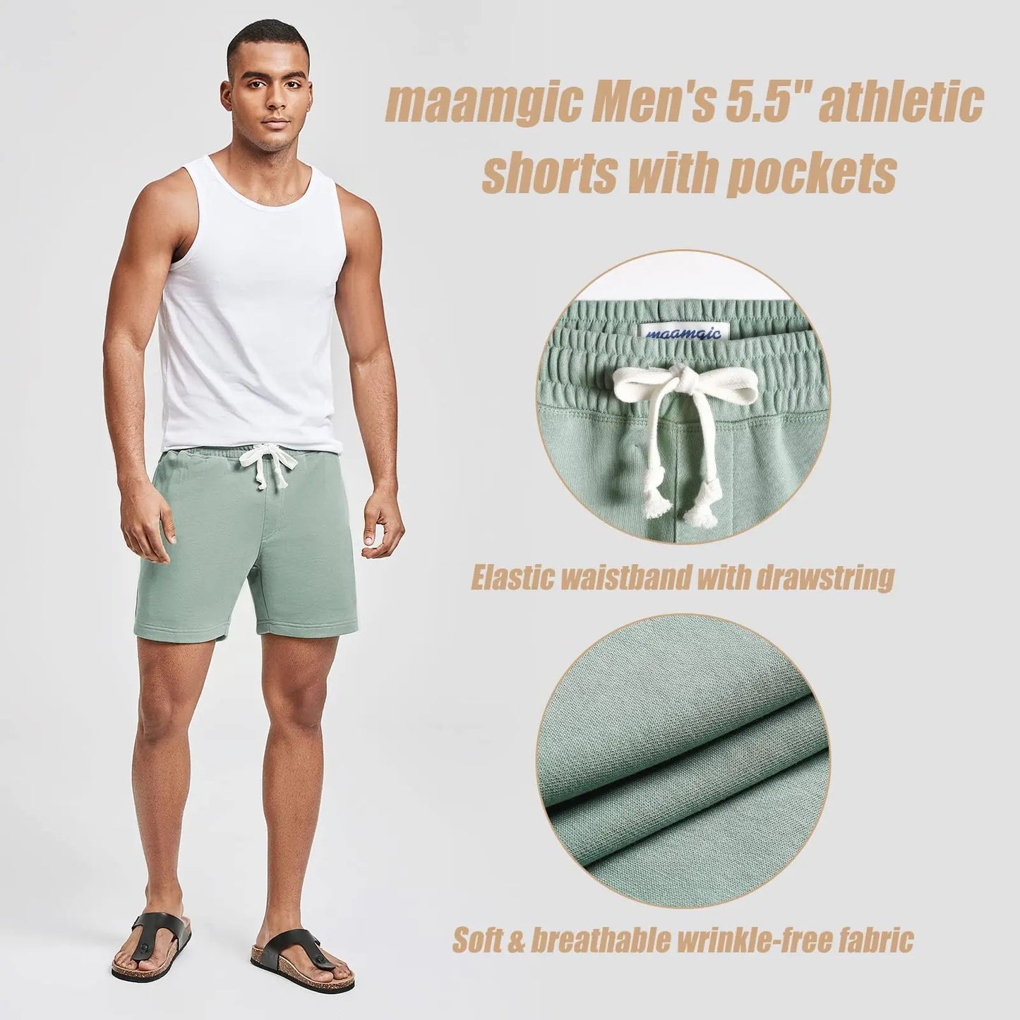 Shorts de Gimnasia Atlética para Hombre maamgic - 5.5" Cintura Elástica Casual