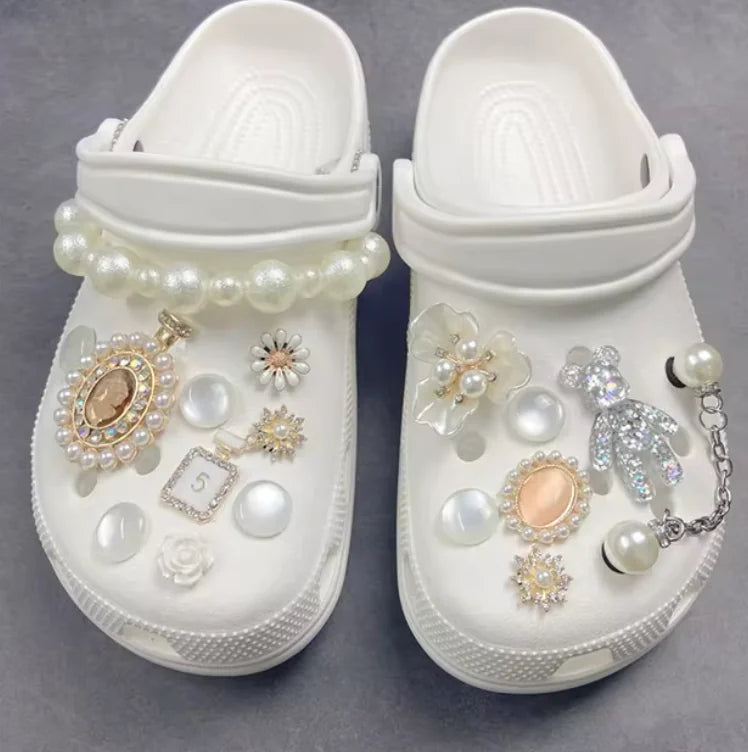 Pearl Chain Shoe Charms for Crocs and Sandals - Elegant Accessories