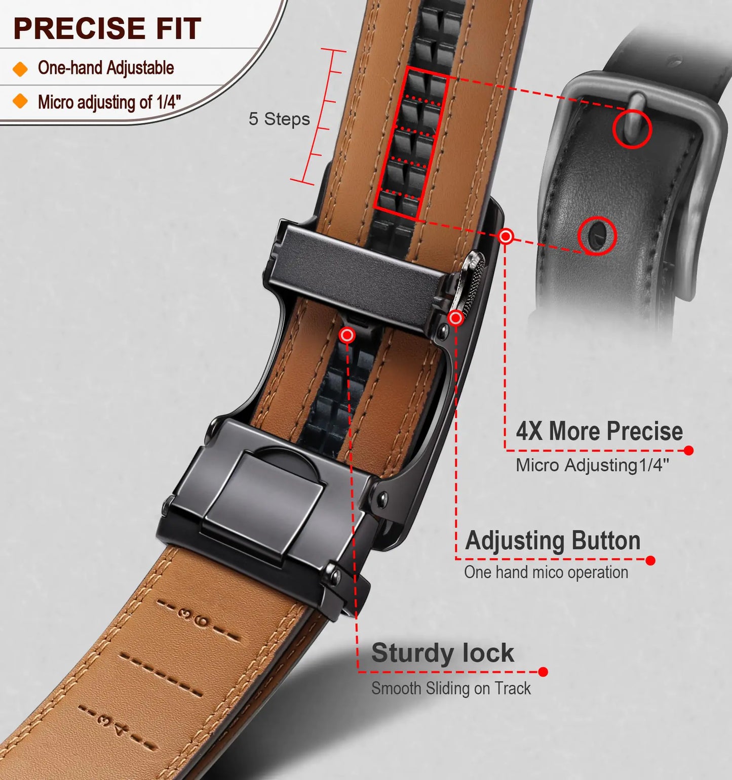 Ceinture à cliquet réglable BULLIANT pour homme - Qualité premium