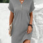 Vestido Pullover V-Neck de Dos Botones Elegante
