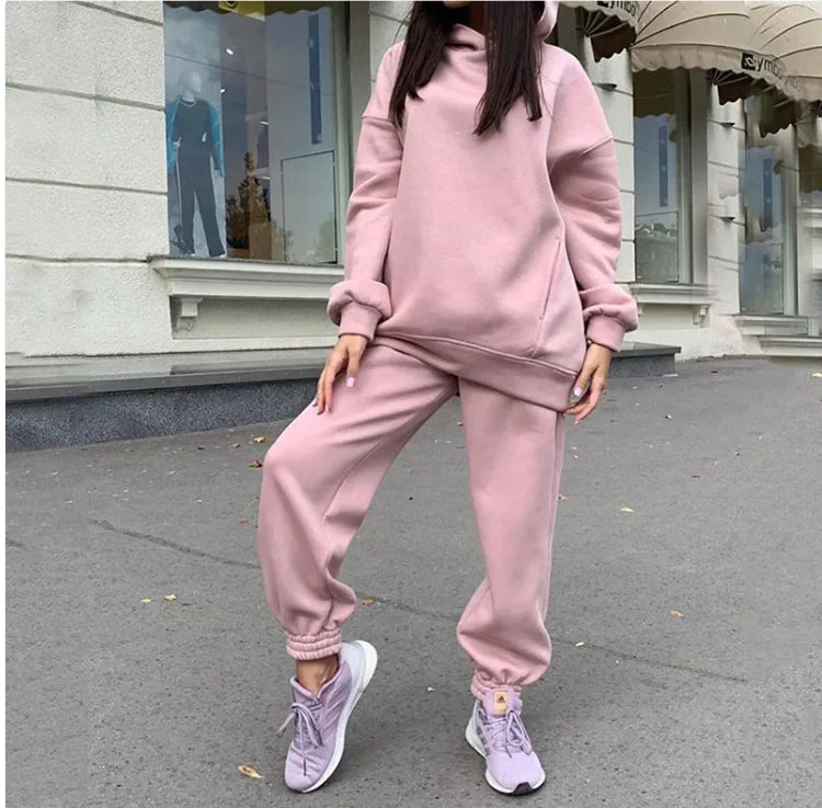 Conjunto de Sudadera de Felpa con Capucha Cómoda para Mujeres
