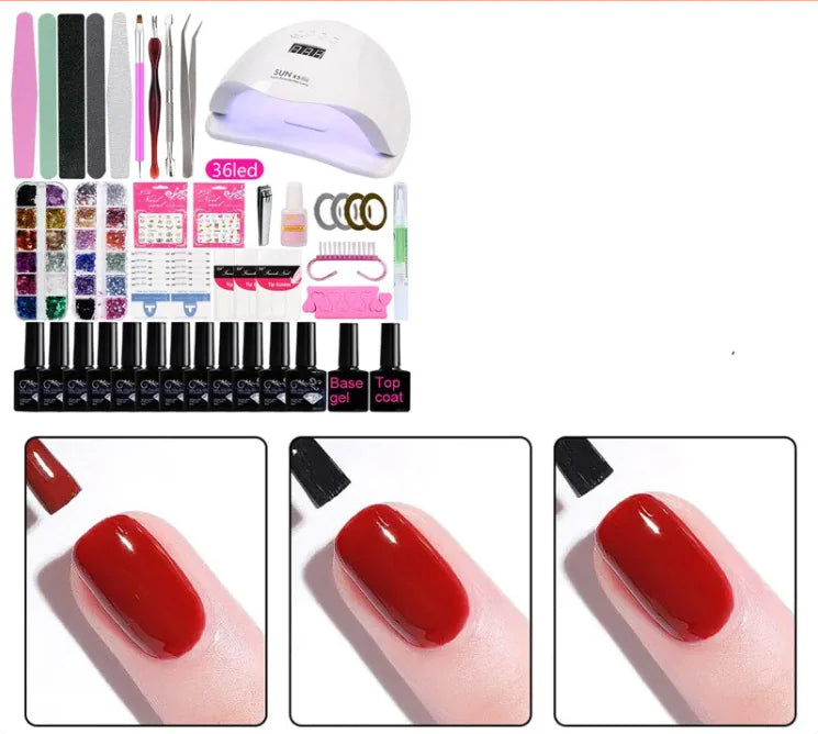 Complete Gel Nail Polish Set with UV Lamp