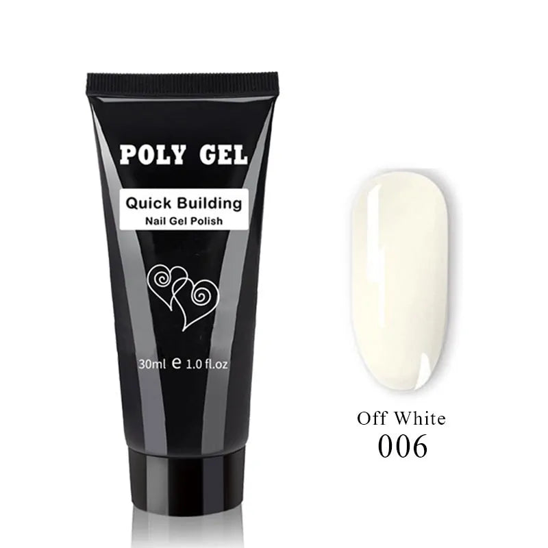 Kit de Poly Gel pour Nail Art Français avec Pinceau UV et Conseils d'Ongles