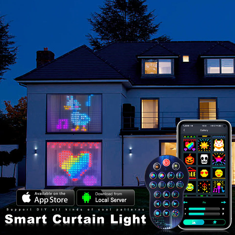 Luces de Cortina RGB Inteligentes LED Bluetooth - Guirnalda de Luces Versátil
