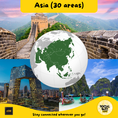 Asia eSIM Internet Data Plan for 30 Regions